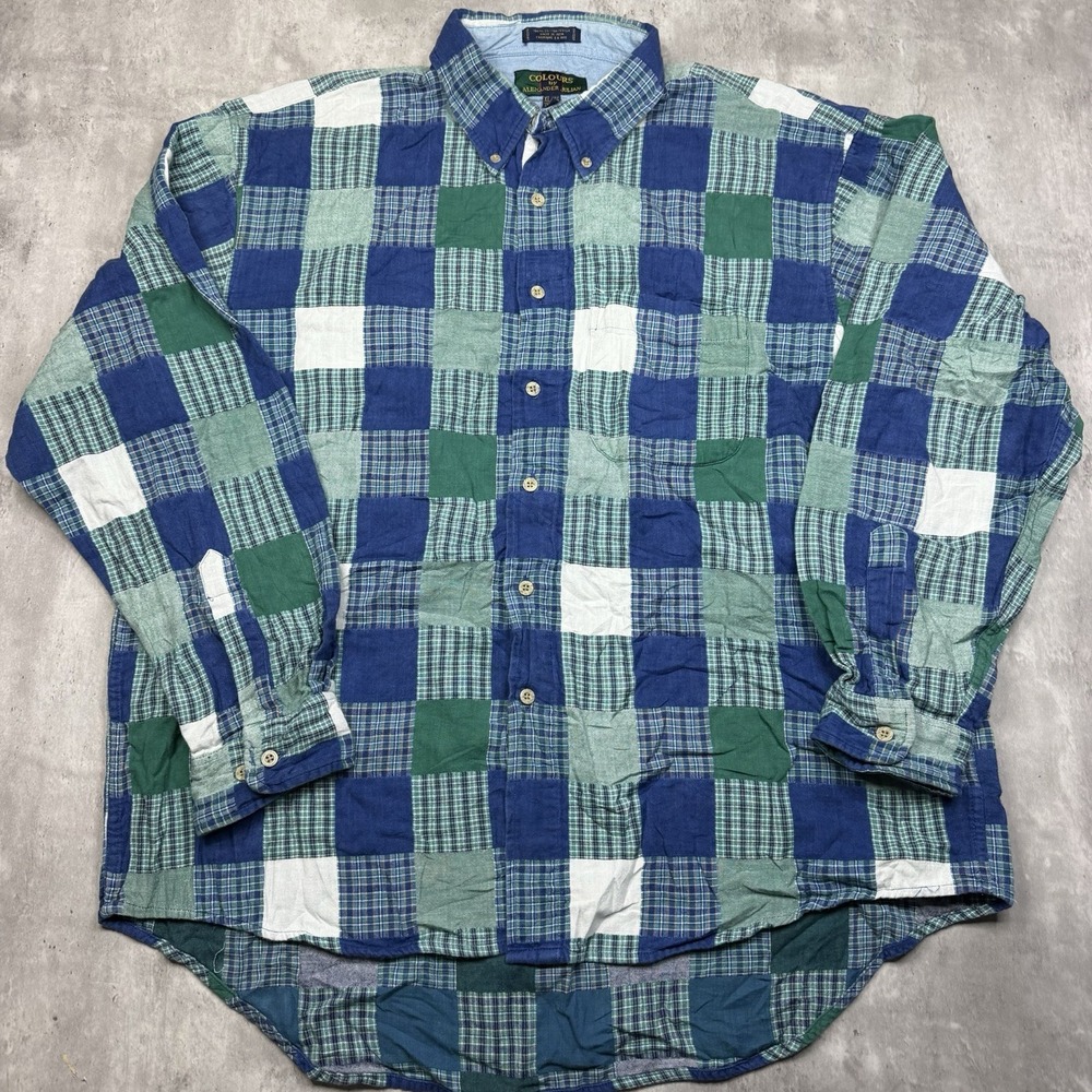 Vintage Colours by Alexander Julian 90s Button Down Shirt Men's XL Patchwork